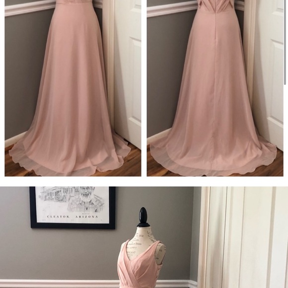 NEW SORELLA VITA SZ 10 BLUSH CHIFFON FORMAL MAXI EVENING GOWN - Picture 2 of 4